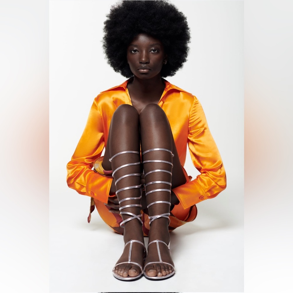 ✨SALE✨ ZARA TALL FLAT LEATHER GLADIATOR SANDALS ✨SALE✨